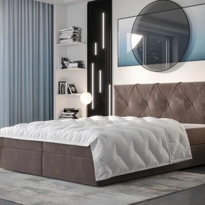 Hotelová posteľ s úložným priestorom LILIEN - 200x200, mliečna čokoláda