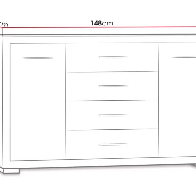 Široká komoda TRIXA - dub santana