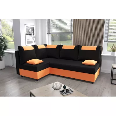 Rohová rozkladacia sedačka SANVI - oranžová / čierna