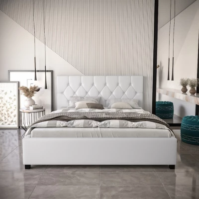 Manželská čalúnená posteľ NARINE - 140x200, biela