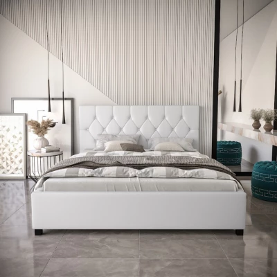Manželská posteľ s úložným priestorom NARINE 2 - 140x200, biela
