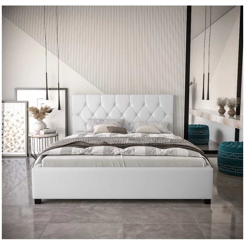 Manželská posteľ s úložným priestorom NARINE 2 - 140x200, biela