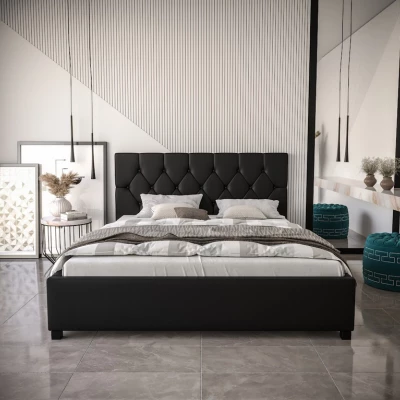 Manželská posteľ s úložným priestorom NARINE - 140x200, čierna