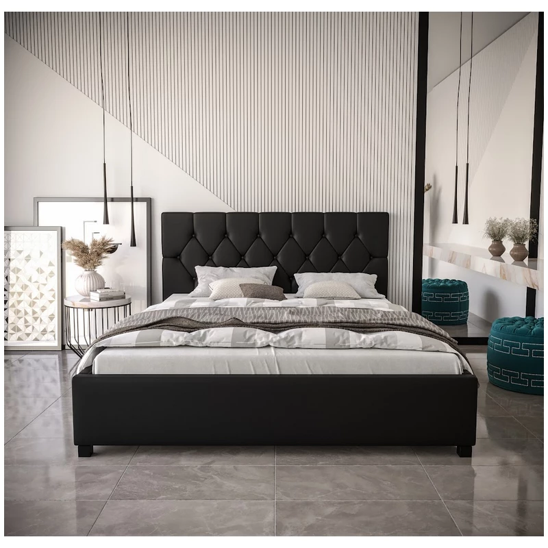 Manželská posteľ s úložným priestorom NARINE - 160x200, čierna