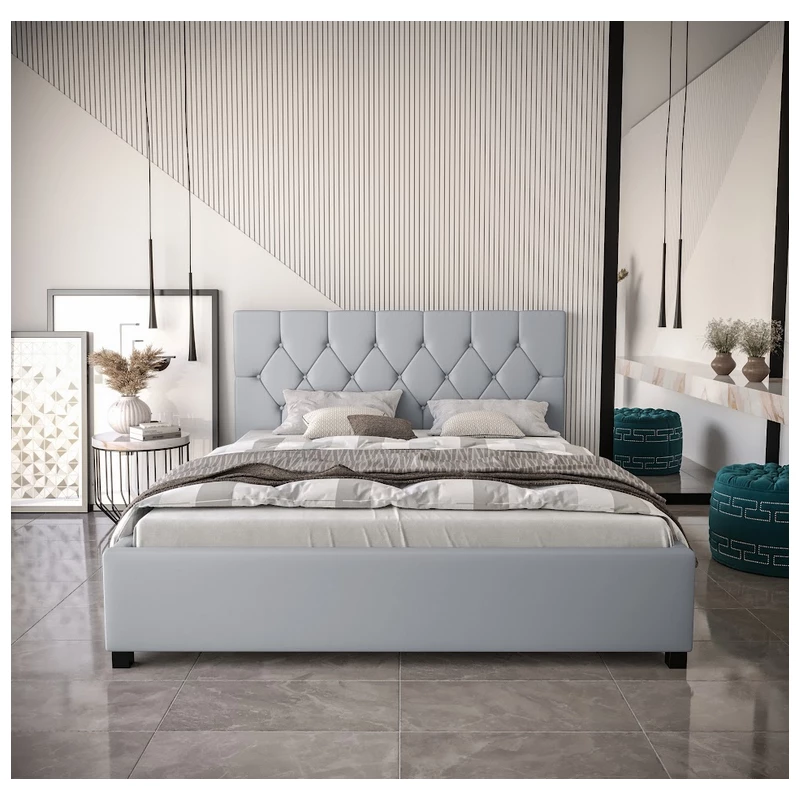 Manželská posteľ s úložným priestorom NARINE - 140x200, šedá
