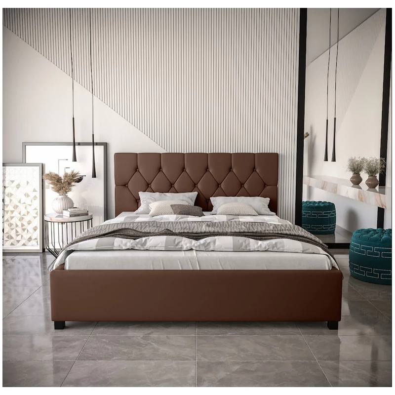 Manželská posteľ s úložným priestorom NARINE - 140x200, hnedá