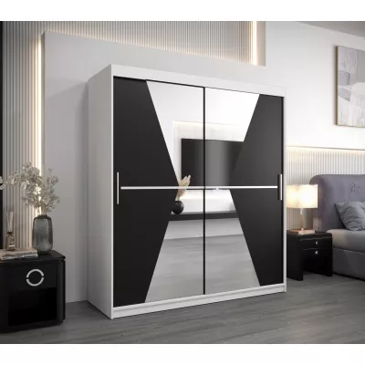 Skriňa s posuvnými dverami MILANA - šírka 180 cm, biela / čierna