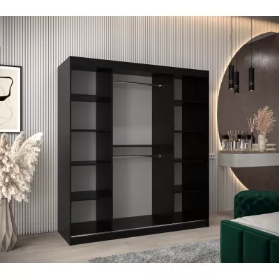 Skriňa s posuvnými dverami MILANA - šírka 180 cm, čierna / biela