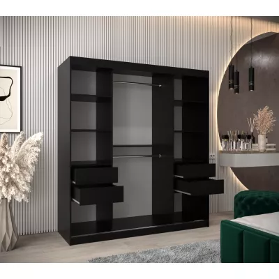 Skriňa s posuvnými dverami MILANA - šírka 180 cm, čierna / biela