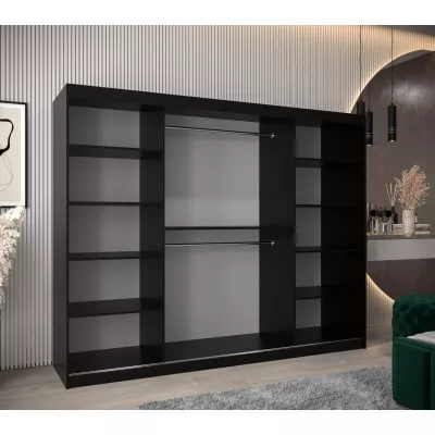 Skriňa s posuvnými dverami MILANA - šírka 250 cm, čierna / dub artisan