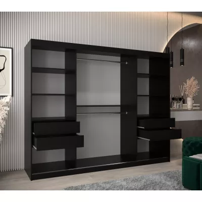 Skriňa s posuvnými dverami MILANA - šírka 250 cm, čierna / biela