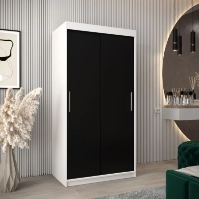 Skriňa s posuvnými dverami v šírke 100 cm TIMEA - biela / čierna