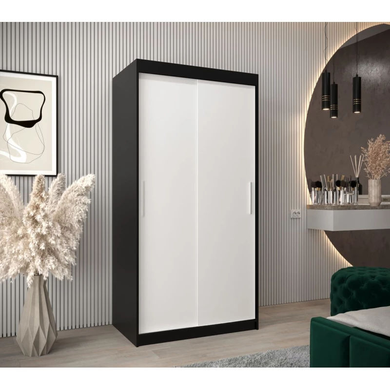 Skriňa s posuvnými dverami v šírke 100 cm TIMEA - čierna / biela