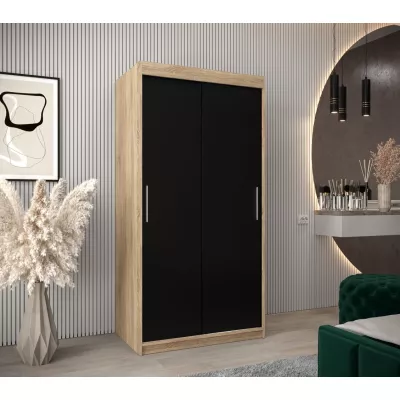 Skriňa s posuvnými dverami v šírke 100 cm TIMEA - dub sonoma / čierna
