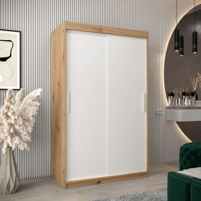 Skriňa s posuvnými dverami v šírke 120 cm TIMEA - dub artisan / biela