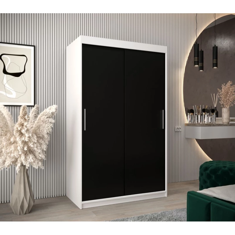 Skriňa s posuvnými dverami v šírke 120 cm TIMEA - biela / čierna