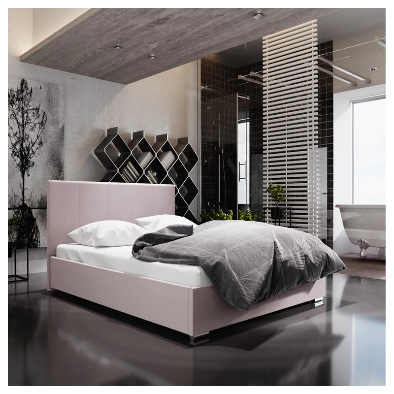 Manželská posteľ s úložným priestorom FLEK 6 - 140x200, ružová