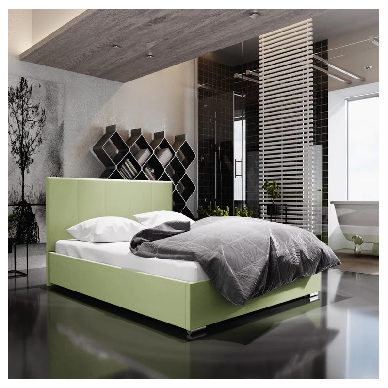 Manželská posteľ s úložným priestorom FLEK 6 - 140x200, žlto zelená