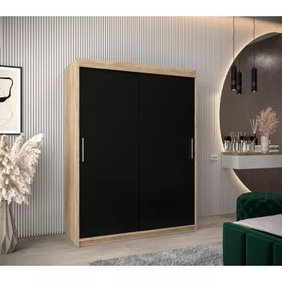 Skriňa s posuvnými dverami v šírke 150 cm TIMEA - dub sonoma / čierna