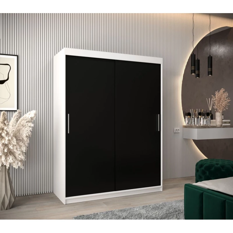 Skriňa s posuvnými dverami v šírke 150 cm TIMEA - biela / čierna