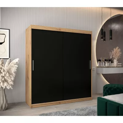 Skriňa s posuvnými dverami v šírke 180 cm TIMEA - dub artisan / čierna