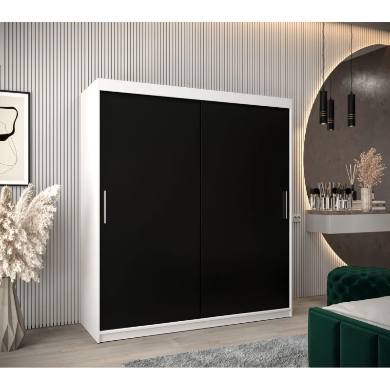 Skriňa s posuvnými dverami v šírke 180 cm TIMEA - biela / čierna