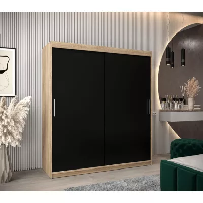 Skriňa s posuvnými dverami v šírke 180 cm TIMEA - dub sonoma / čierna