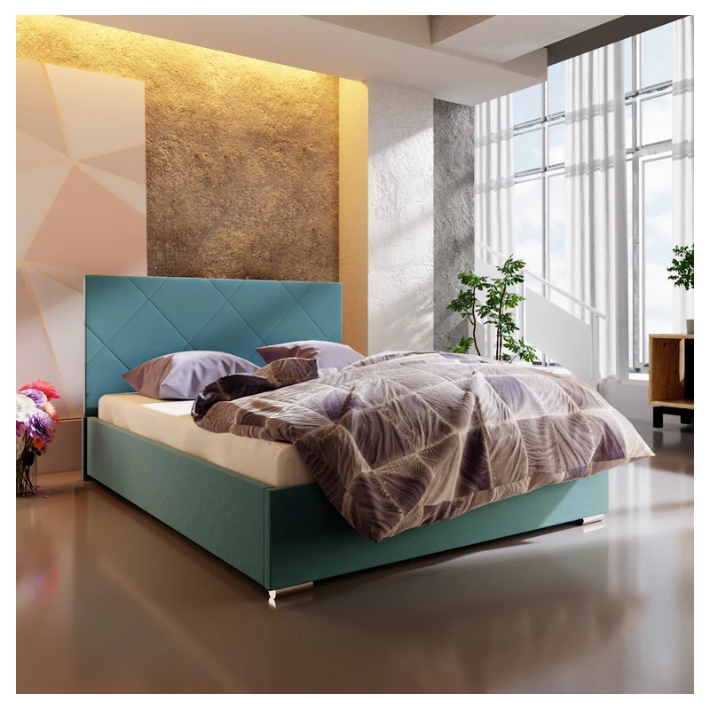 Manželská posteľ s úložným priestorom FLEK 5 - 140x200, modrá