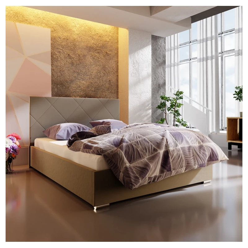 Manželská posteľ s úložným priestorom FLEK 5 - 140x200, béžová