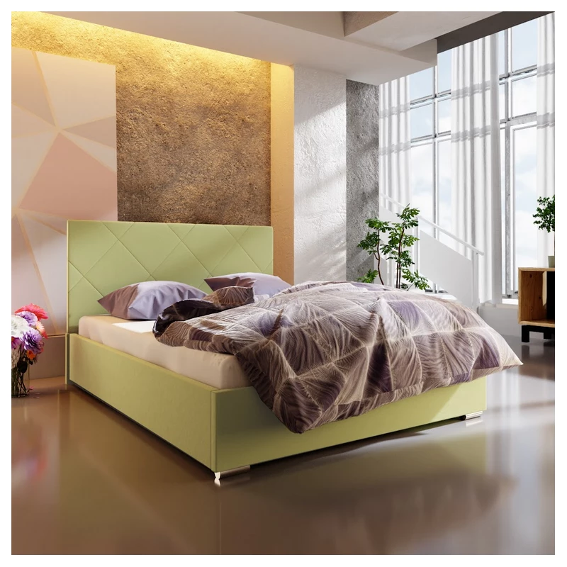 Manželská posteľ s úložným priestorom FLEK 5 - 160x200, žlto zelená