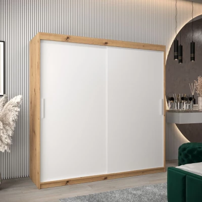 Skriňa s posuvnými dverami v šírke 200 cm TIMEA - dub artisan / biela
