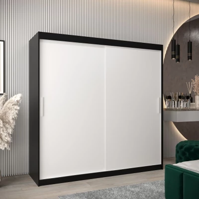 Skriňa s posuvnými dverami v šírke 200 cm TIMEA - čierna / biela