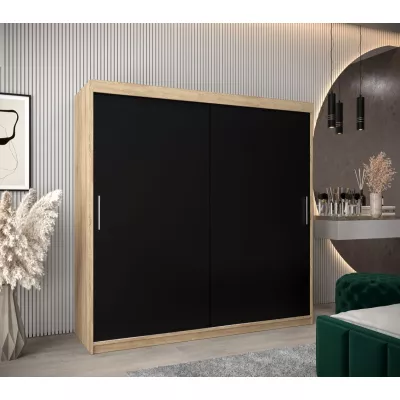 Skriňa s posuvnými dverami v šírke 200 cm TIMEA - dub sonoma / čierna