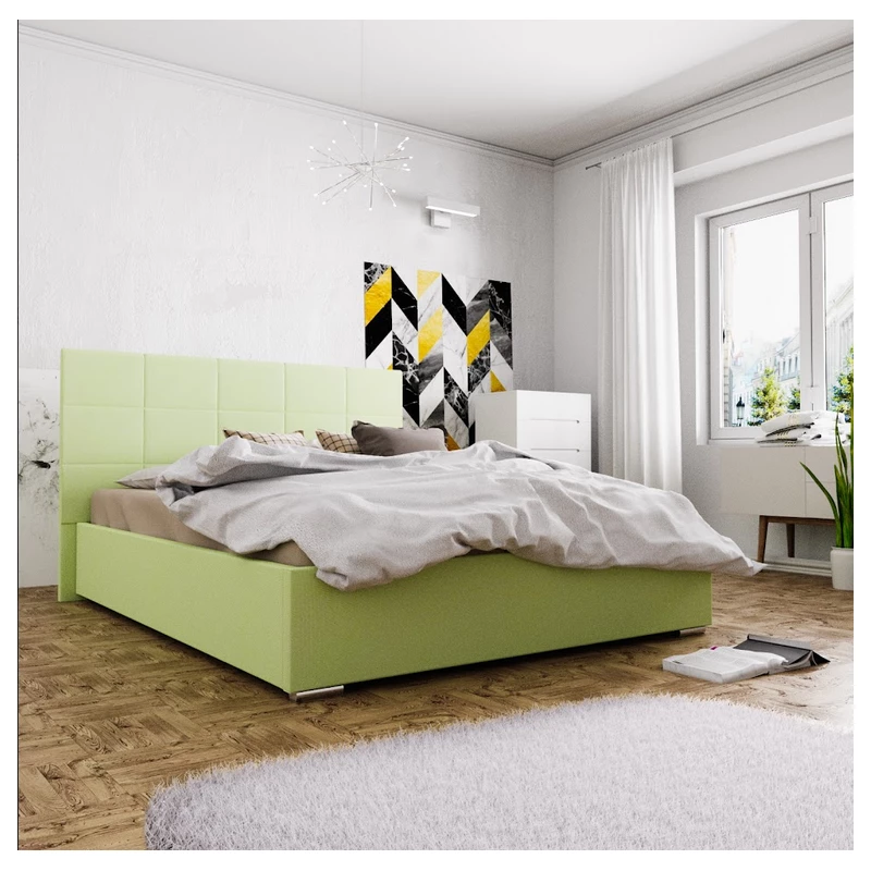 Manželská posteľ s úložným priestorom FLEK 4 - 140x200, žlto zelená