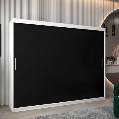 Skriňa s posuvnými dverami v šírke 250 cm TIMEA - biela / čierna
