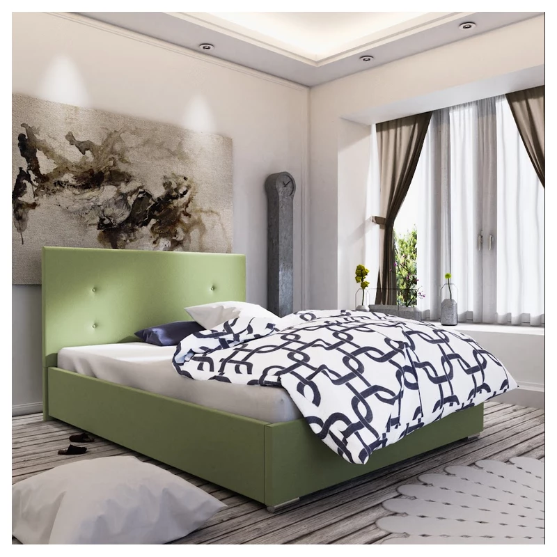 Manželská posteľ s úložným priestorom FLEK 3 - 140x200, žlto zelená