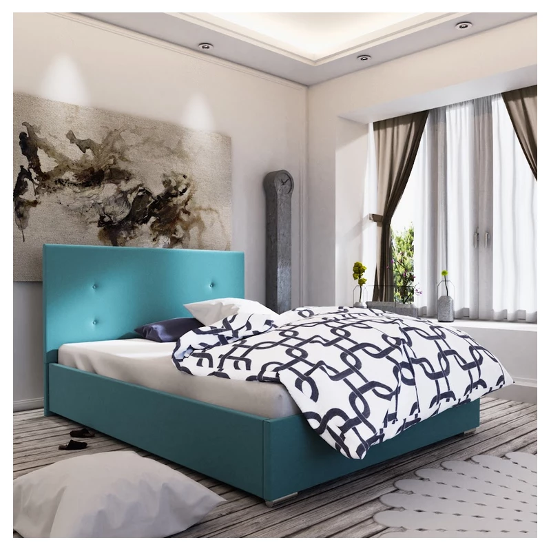 Manželská posteľ s úložným priestorom FLEK 3 - 180x200, modrá