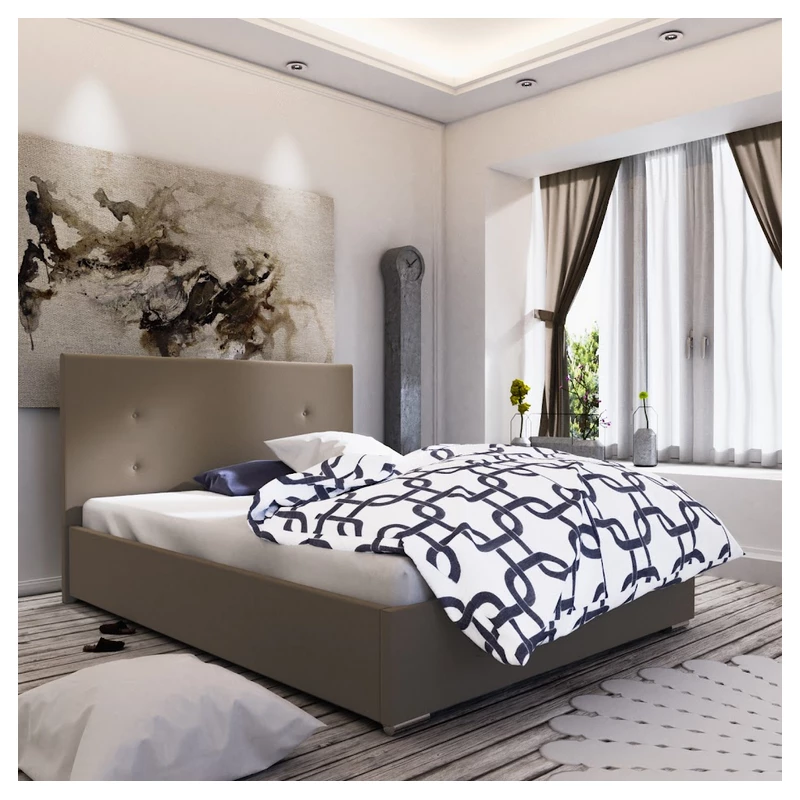 Manželská posteľ s úložným priestorom FLEK 3 - 140x200, béžová