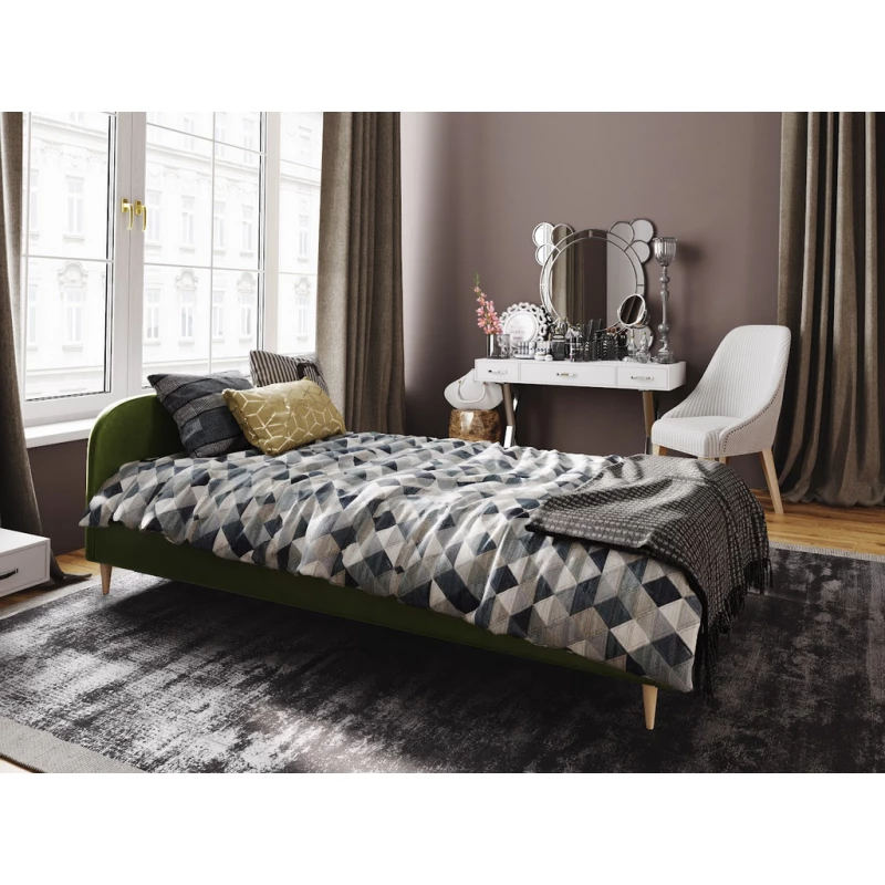 Čalúnená posteľ s úložným priestorom LETICIA - 90x200, zelená