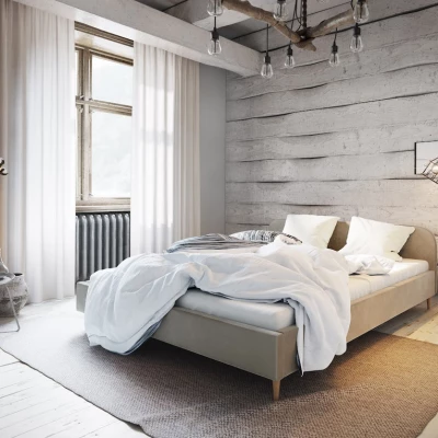 Čalúnená posteľ s úložným priestorom LETICIA 2 - 180x200, béžová
