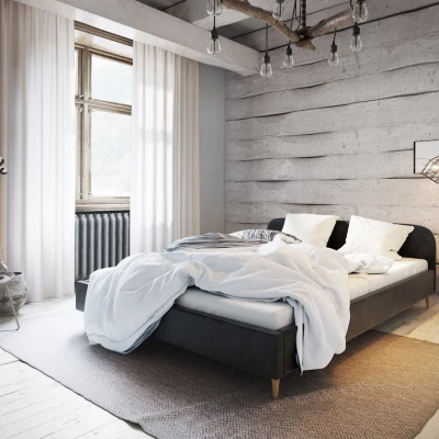Čalúnená posteľ s úložným priestorom LETICIA 2 - 140x200, čierna
