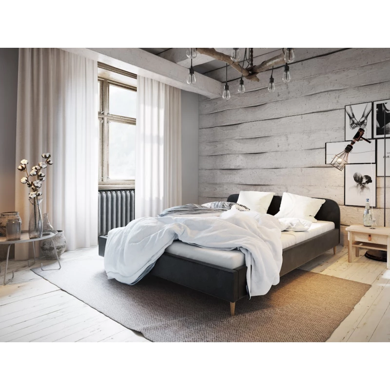Čalúnená posteľ s úložným priestorom LETICIA 2 - 140x200, čierna