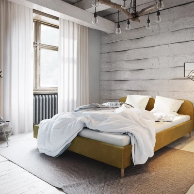 Čalúnená posteľ s úložným priestorom LETICIA 2 - 140x200, horčicová