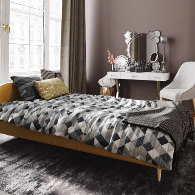 Čalúnená posteľ s úložným priestorom LETICIA 2 - 90x200, horčicová