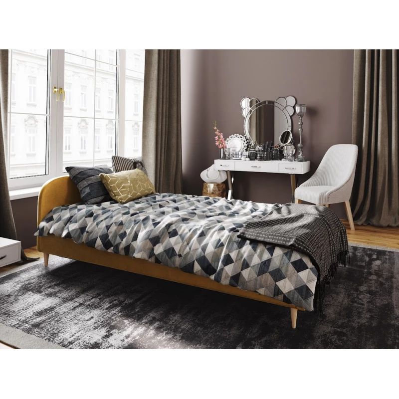 Čalúnená posteľ s úložným priestorom LETICIA 2 - 90x200, horčicová