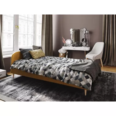 Čalúnená posteľ s úložným priestorom LETICIA 2 - 90x200, horčicová