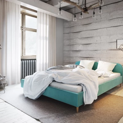 Čalúnená posteľ s úložným priestorom LETICIA 2 - 140x200, svetlo modrá
