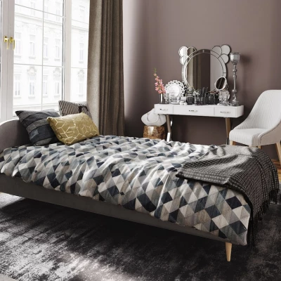 Čalúnená posteľ s úložným priestorom LETICIA - 90x200, svetlo šedá