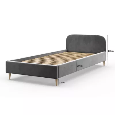 Čalúnená posteľ s úložným priestorom LETICIA - 90x200, svetlo šedá