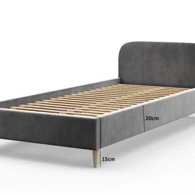 Čalúnená posteľ s úložným priestorom LETICIA 2 - 90x200, tmavo šedá